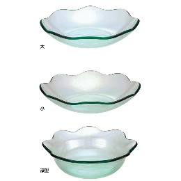 264-7 厚手ガラス大鉢 花びら深型